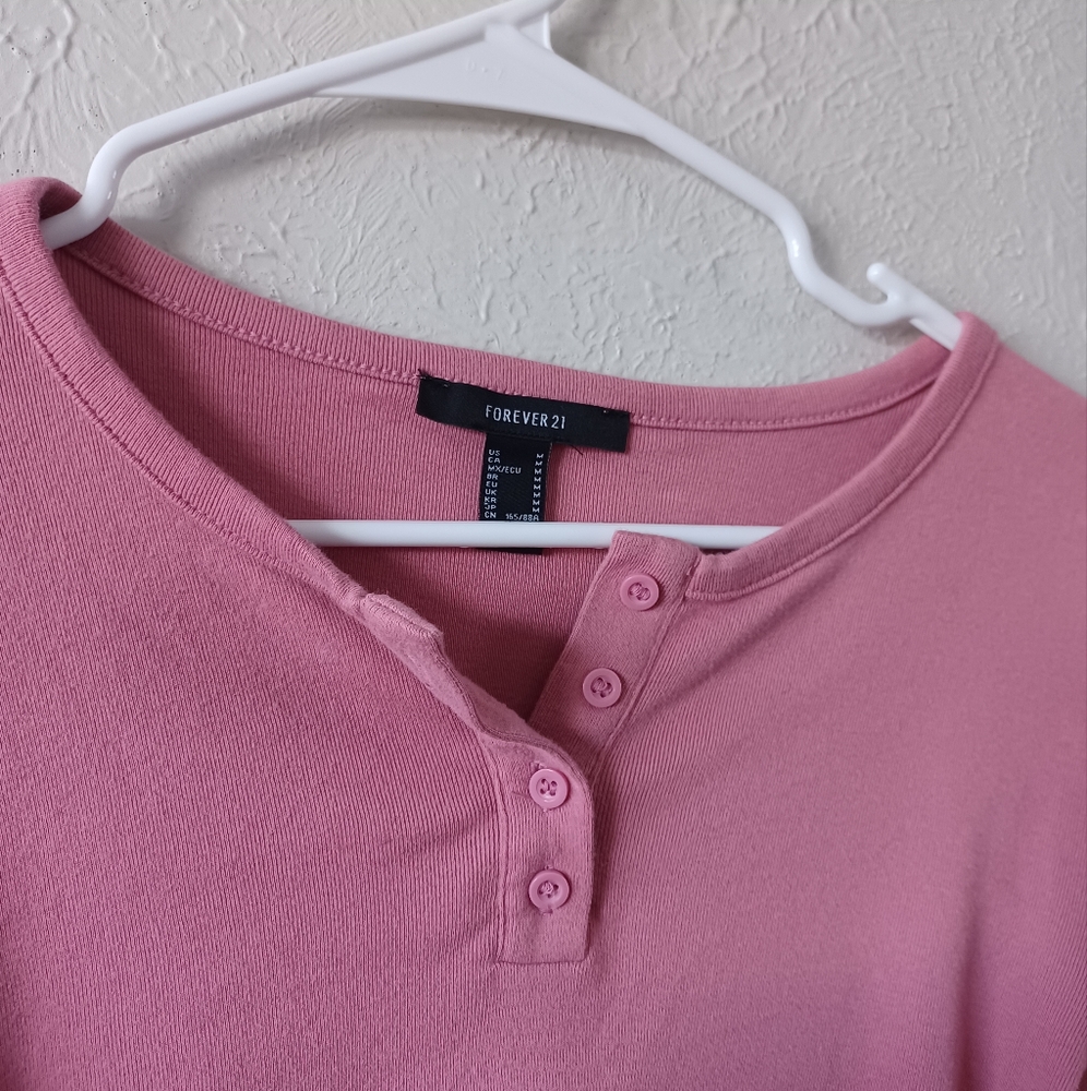 Forever 21 Long-Sleeve Henley Crop Top